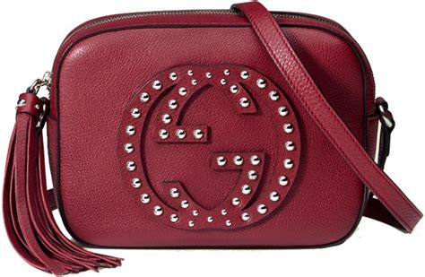 gucci soho studded leather disco bag burgundy|gucci soho disco bag price.